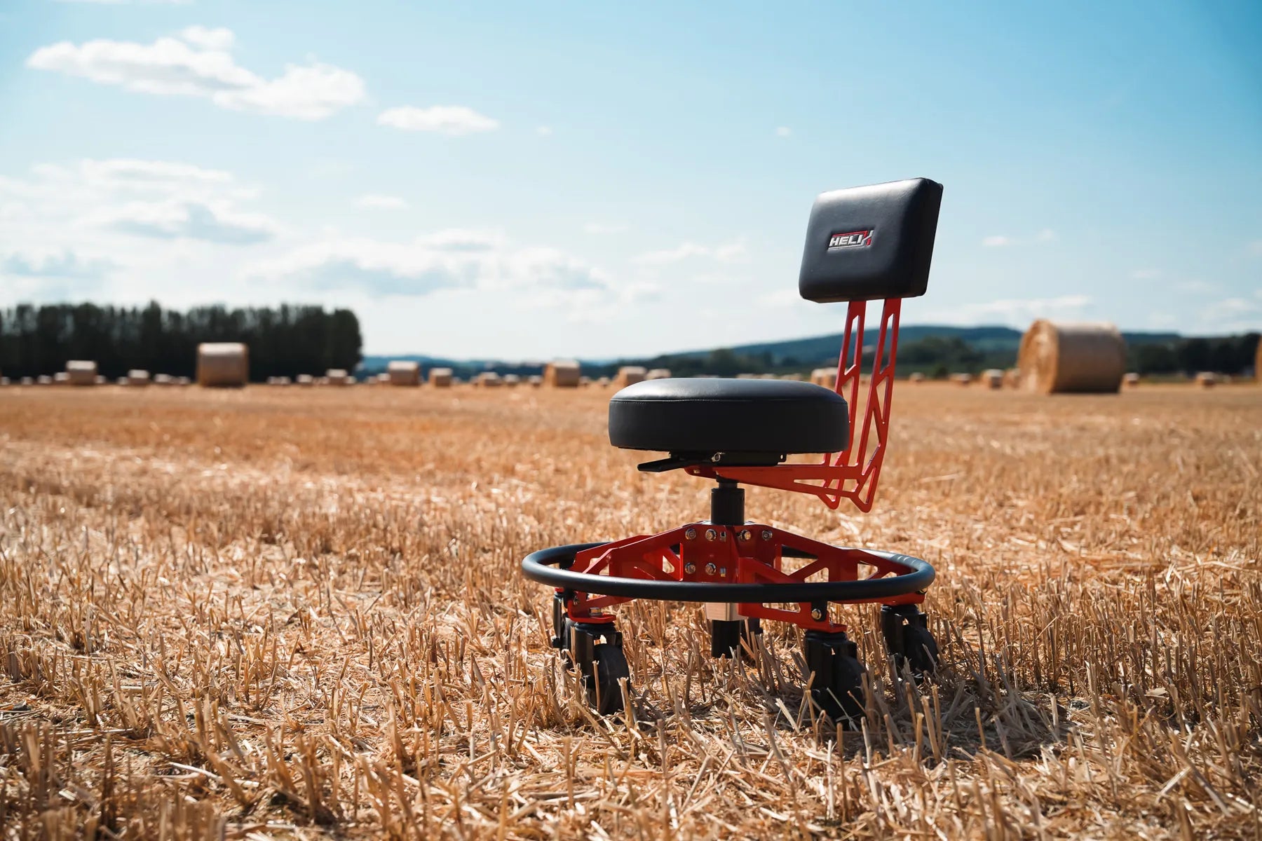 Red Helix Low-Rider in a harvested hay field